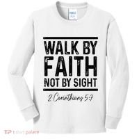 Bible Verse Walk Faith Not By Sight Christian Pastor Kids Long Sleeve Shirt thumb 0
