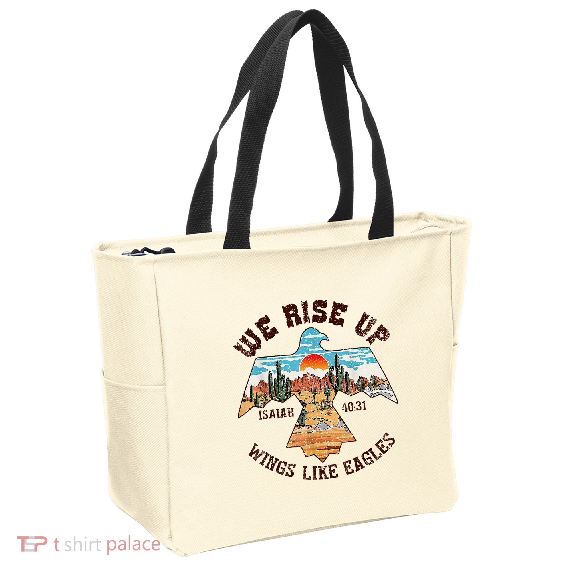 Bible Verse We Rise Up Wings Like Eagles Isaiah 4031 Tote Bag