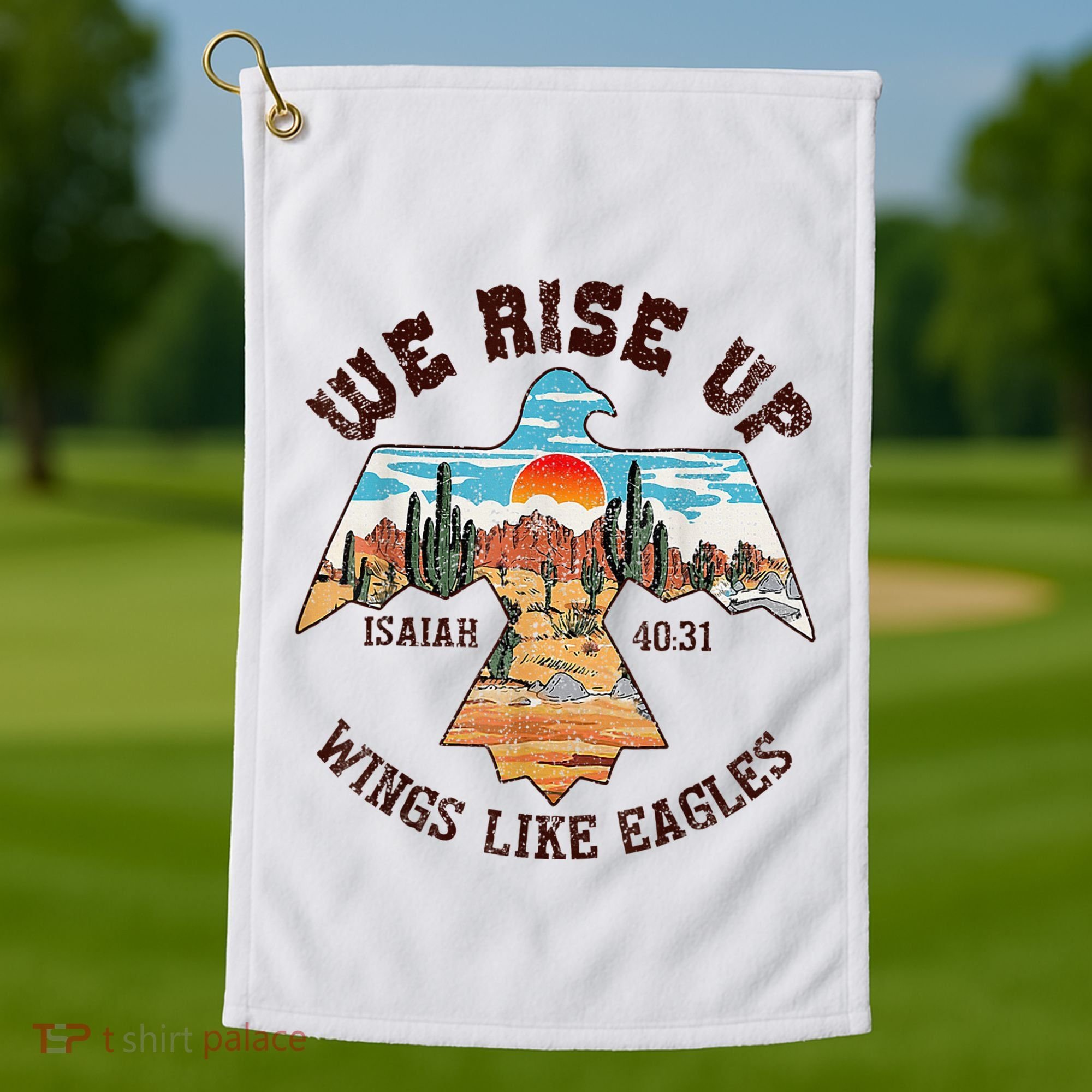 Bible Verse We Rise Up Wings Like Eagles Isaiah 4031 Golf Towel