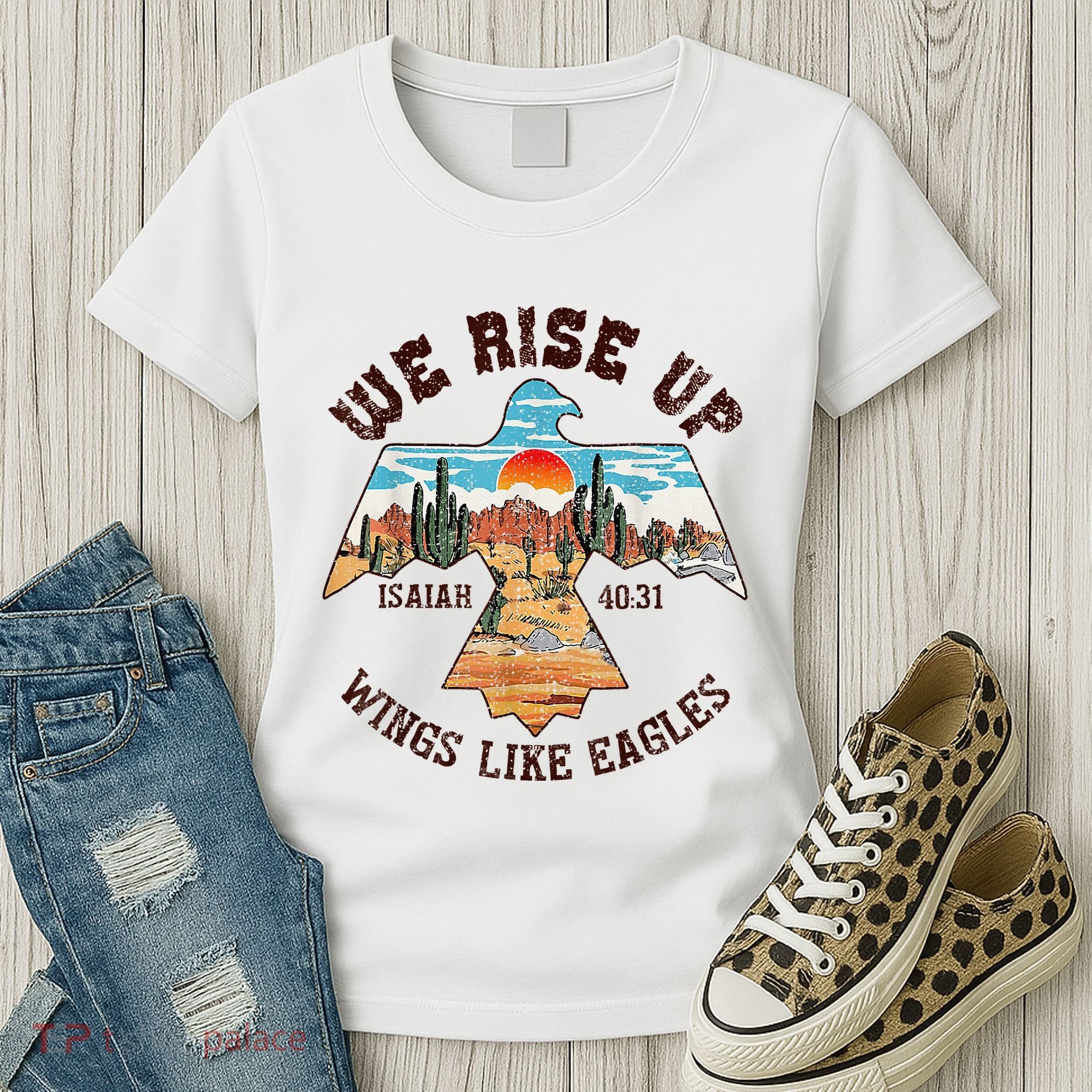 Bible Verse We Rise Up Wings Like Eagles Isaiah 4031 Women's T-Shirt
