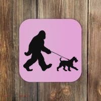 Bigfoot Walking A Dog Funny Irish Terrier Lovers Dog Dad Coaster thumb 0