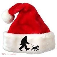 Bigfoot Walking A Dog Funny Irish Terrier Lovers Dog Dad Santa Hat thumb 0