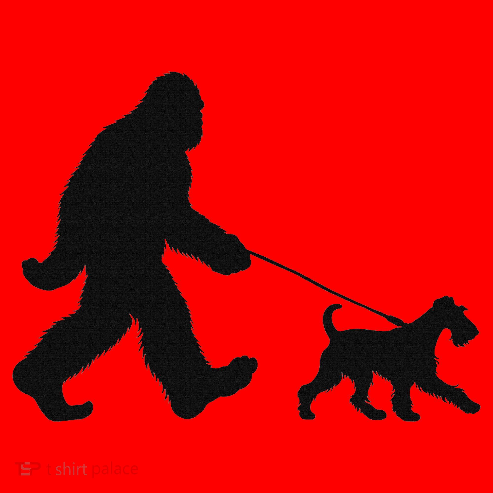 Bigfoot Walking A Dog Funny Irish Terrier Lovers Dog Dad Santa Hat