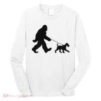 Bigfoot Walking A Dog Funny Irish Terrier Lovers Dog Dad Long Sleeve Shirt thumb 0