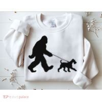 Bigfoot Walking A Dog Funny Irish Terrier Lovers Dog Dad Sweatshirt thumb 2