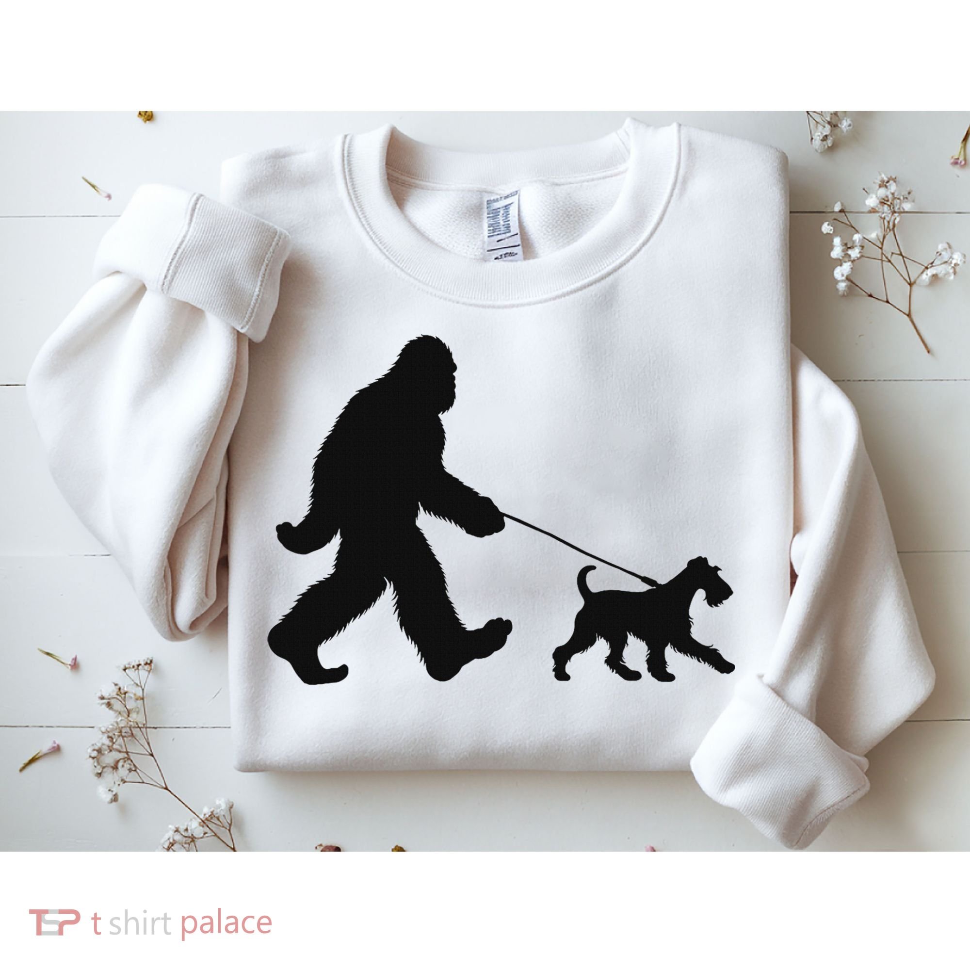 Bigfoot Walking A Dog Funny Irish Terrier Lovers Dog Dad Sweatshirt