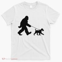 Bigfoot Walking A Dog Funny Irish Terrier Lovers Dog Dad T-Shirt thumb 0