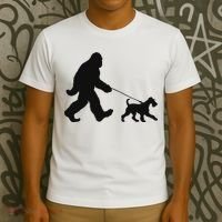 Bigfoot Walking A Dog Funny Irish Terrier Lovers Dog Dad T-Shirt thumb 3