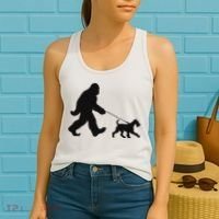 Bigfoot Walking A Dog Funny Irish Terrier Lovers Dog Dad Women's Tank Top thumb 2
