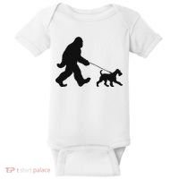 Bigfoot Walking A Dog Funny Irish Terrier Lovers Dog Dad Baby Bodysuit thumb 0