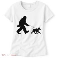 Bigfoot Walking A Dog Funny Irish Terrier Lovers Dog Dad Women's T-Shirt thumb 0