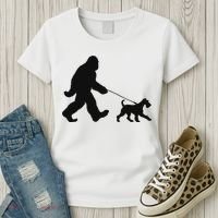 Bigfoot Walking A Dog Funny Irish Terrier Lovers Dog Dad Women's T-Shirt thumb 3