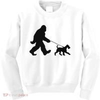 Bigfoot Walking A Dog Funny Irish Terrier Lovers Dog Dad Kids Sweatshirt thumb 0