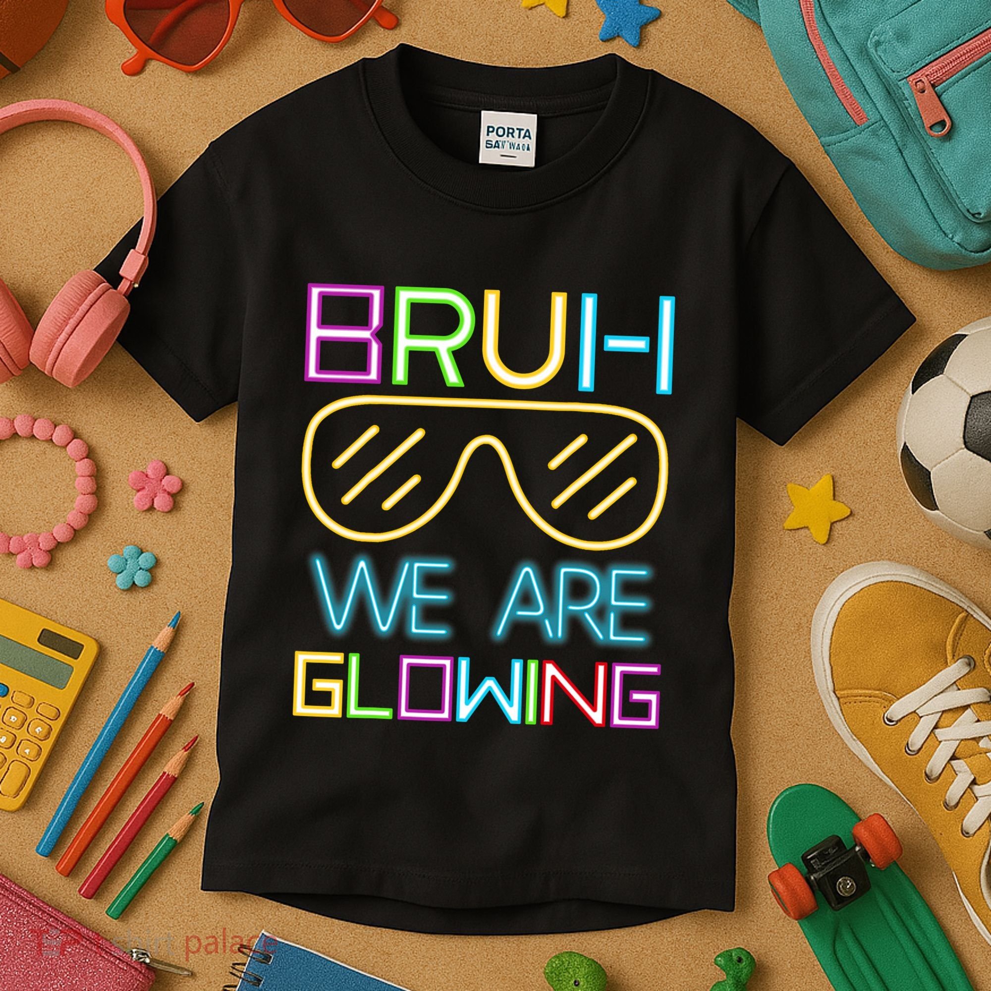 Bruh We Are Glowing In My Glowing Era Hello Summer Vacation Kids T-Shirt