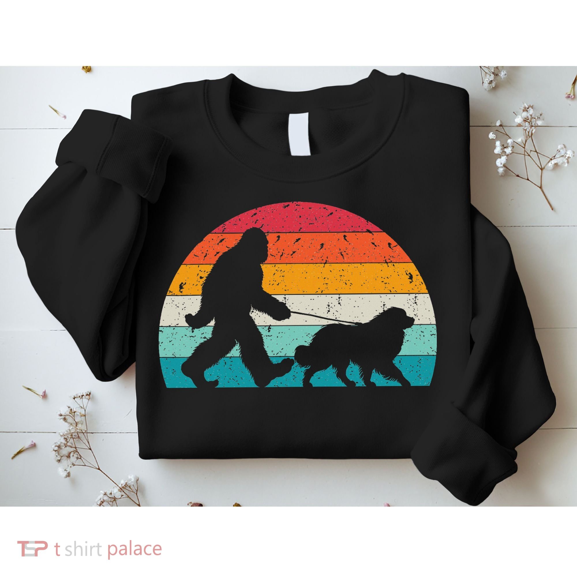 Bigfoot Walking A Dog Funny Great Pyrenees Lovers Dog Dad Sweatshirt