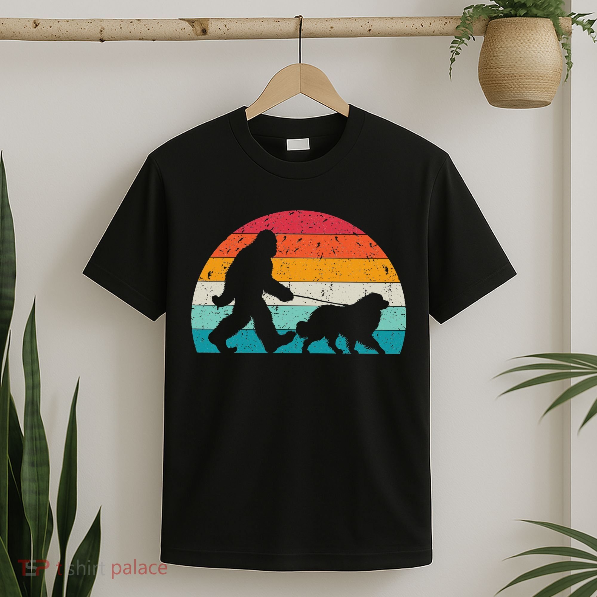 Bigfoot Walking A Dog Funny Great Pyrenees Lovers Dog Dad T-Shirt
