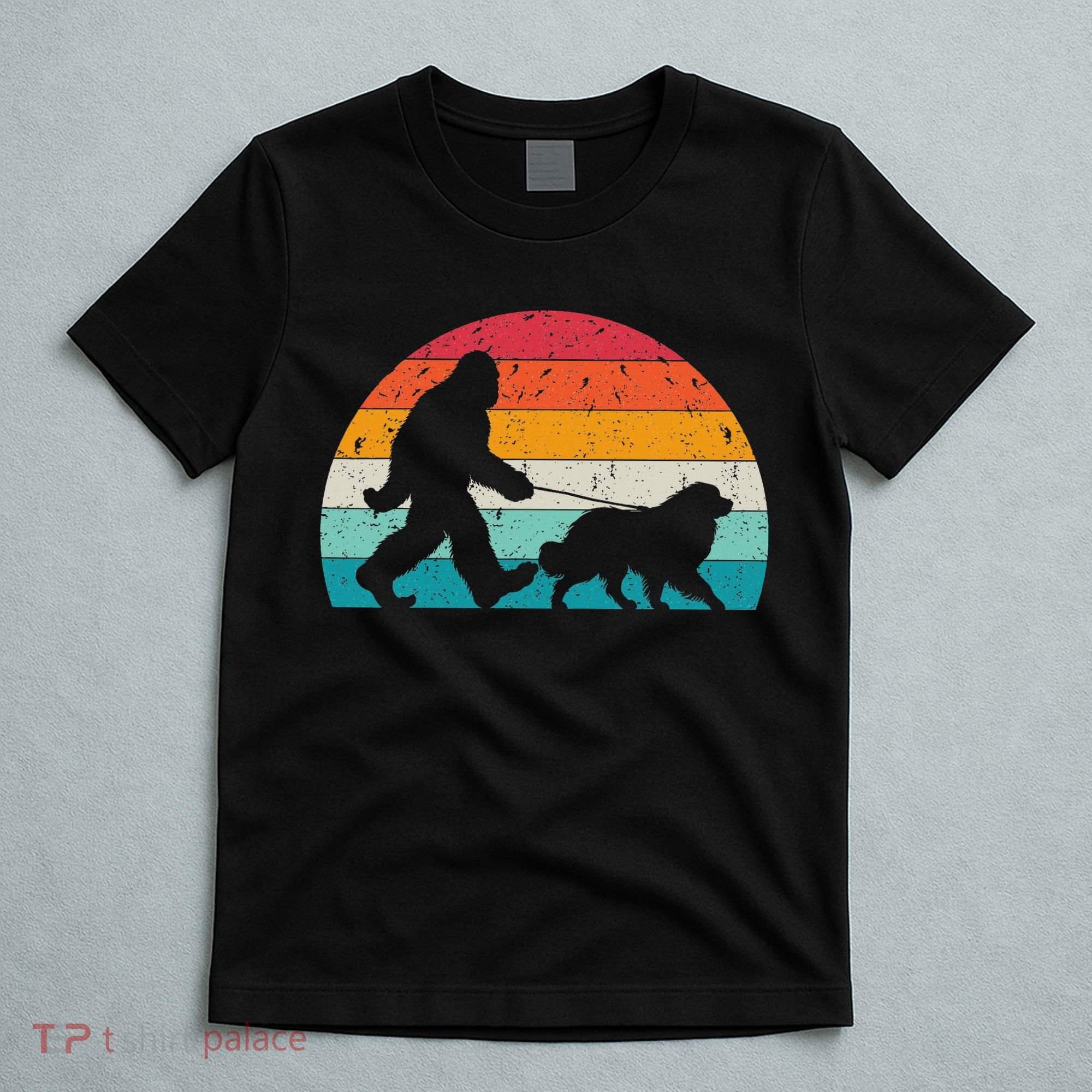 Bigfoot Walking A Dog Funny Great Pyrenees Lovers Dog Dad T-Shirt