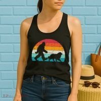Bigfoot Walking A Dog Funny Great Pyrenees Lovers Dog Dad Women's Tank Top thumb 2