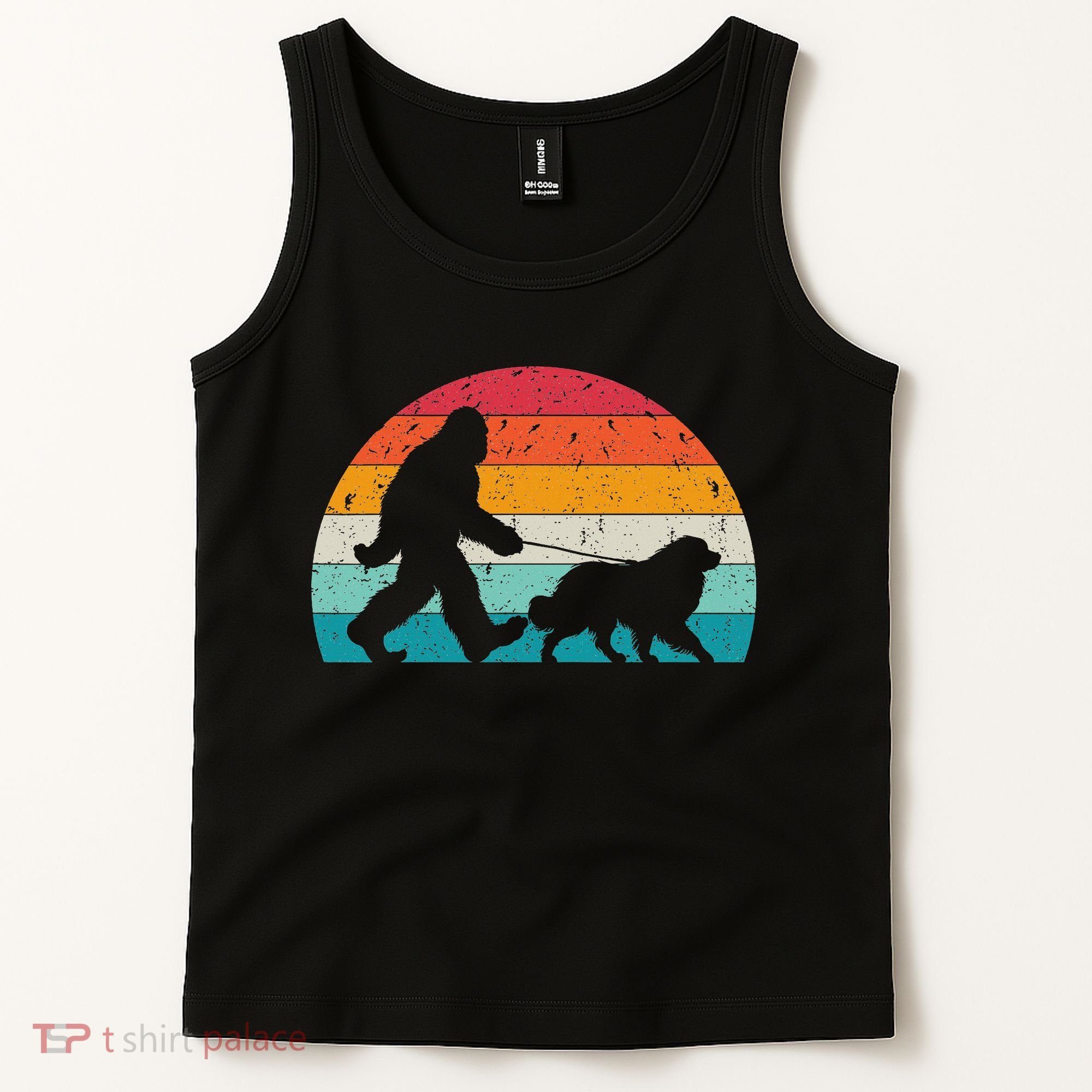 Bigfoot Walking A Dog Funny Great Pyrenees Lovers Dog Dad Tank Top