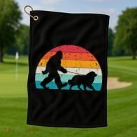 Bigfoot Walking A Dog Funny Great Pyrenees Lovers Dog Dad Golf Towel thumb 1