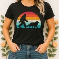 Bigfoot Walking A Dog Funny Great Pyrenees Lovers Dog Dad Women's T-Shirt thumb 2