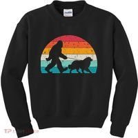 Bigfoot Walking A Dog Funny Great Pyrenees Lovers Dog Dad Kids Sweatshirt thumb 0