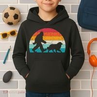 Bigfoot Walking A Dog Funny Great Pyrenees Lovers Dog Dad Kids Hoodie thumb 2