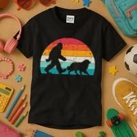 Bigfoot Walking A Dog Funny Great Pyrenees Lovers Dog Dad Kids T-Shirt thumb 3