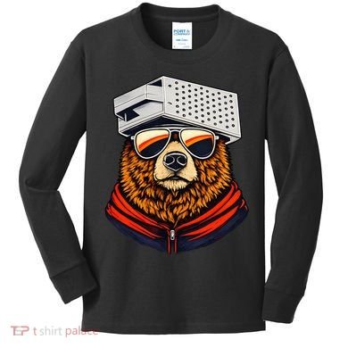 Bear With A Grater Hat Kids Long Sleeve Shirt