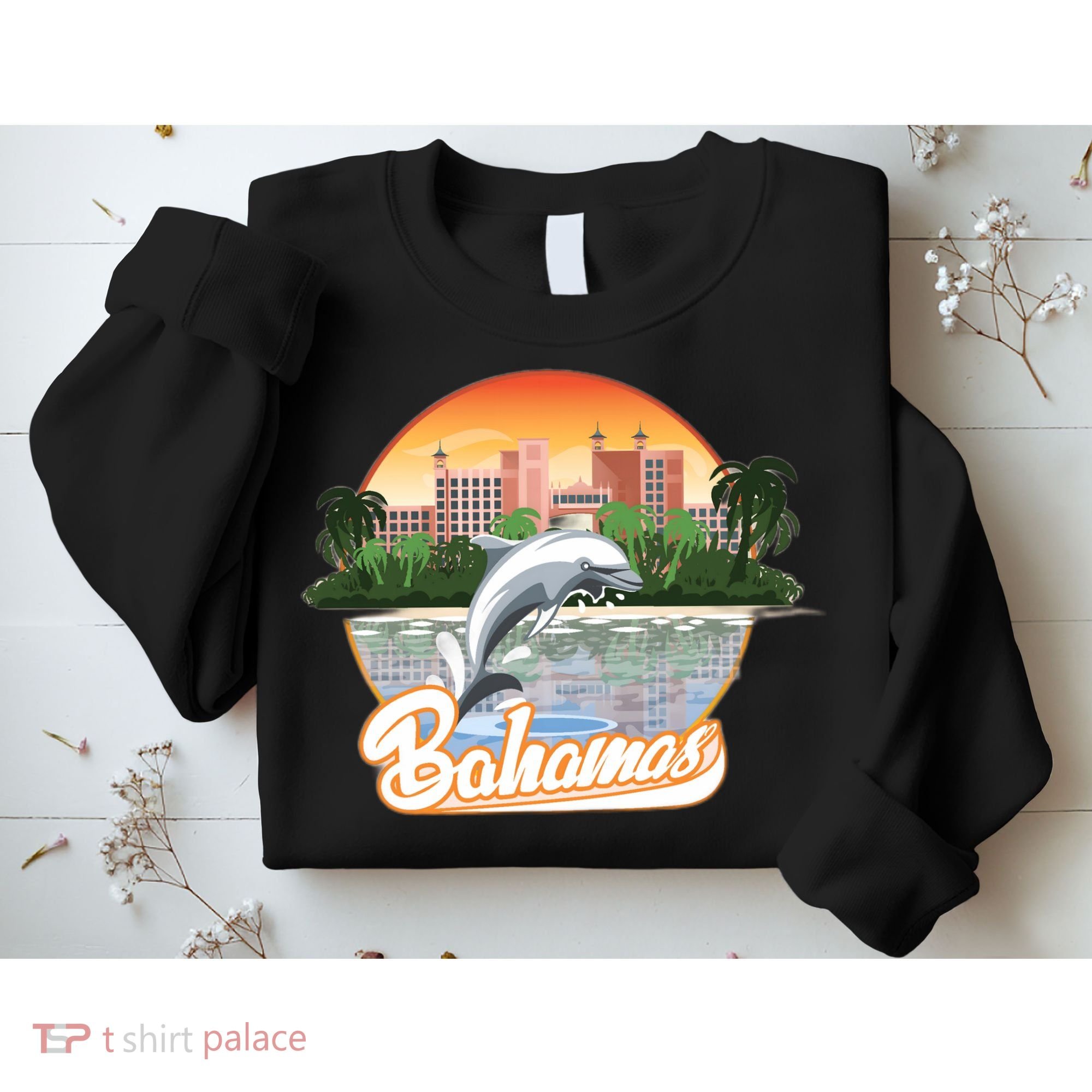Bahamas With A Playing Dolphin And Hotels Sweatshirt