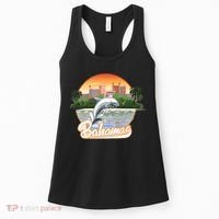 Bahamas With A Playing Dolphin And Hotels Women's Tank Top thumb 0