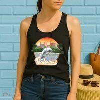 Bahamas With A Playing Dolphin And Hotels Women's Tank Top thumb 2