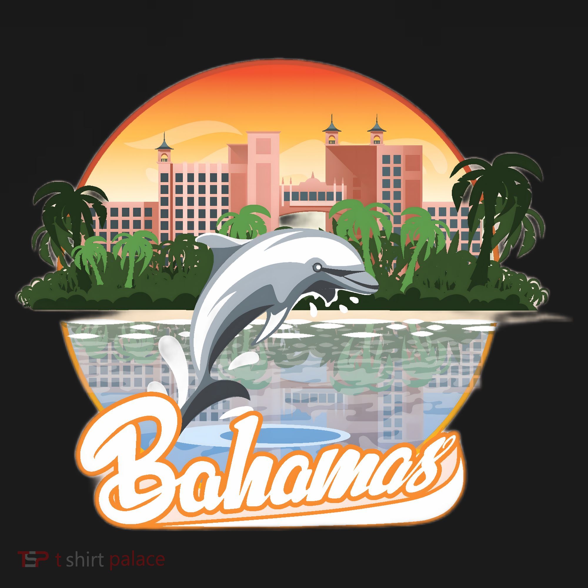 Bahamas With A Playing Dolphin And Hotels Women's Tank Top