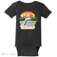 Bahamas With A Playing Dolphin And Hotels Baby Bodysuit thumb 0