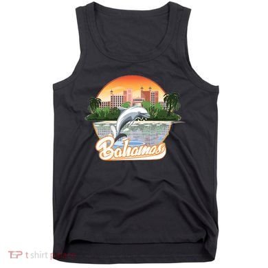 Bahamas With A Playing Dolphin And Hotels Tank Top