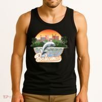 Bahamas With A Playing Dolphin And Hotels Tank Top thumb 3