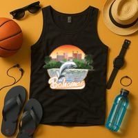 Bahamas With A Playing Dolphin And Hotels Tank Top thumb 4