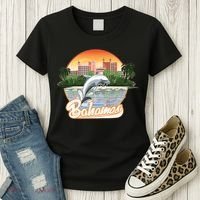 Bahamas With A Playing Dolphin And Hotels Women's T-Shirt thumb 3
