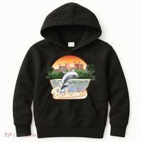 Bahamas With A Playing Dolphin And Hotels Kids Hoodie thumb 0