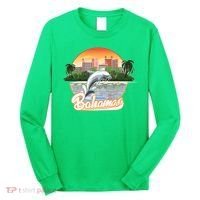 Bahamas With A Playing Dolphin And Hotels Long Sleeve Shirt thumb 0