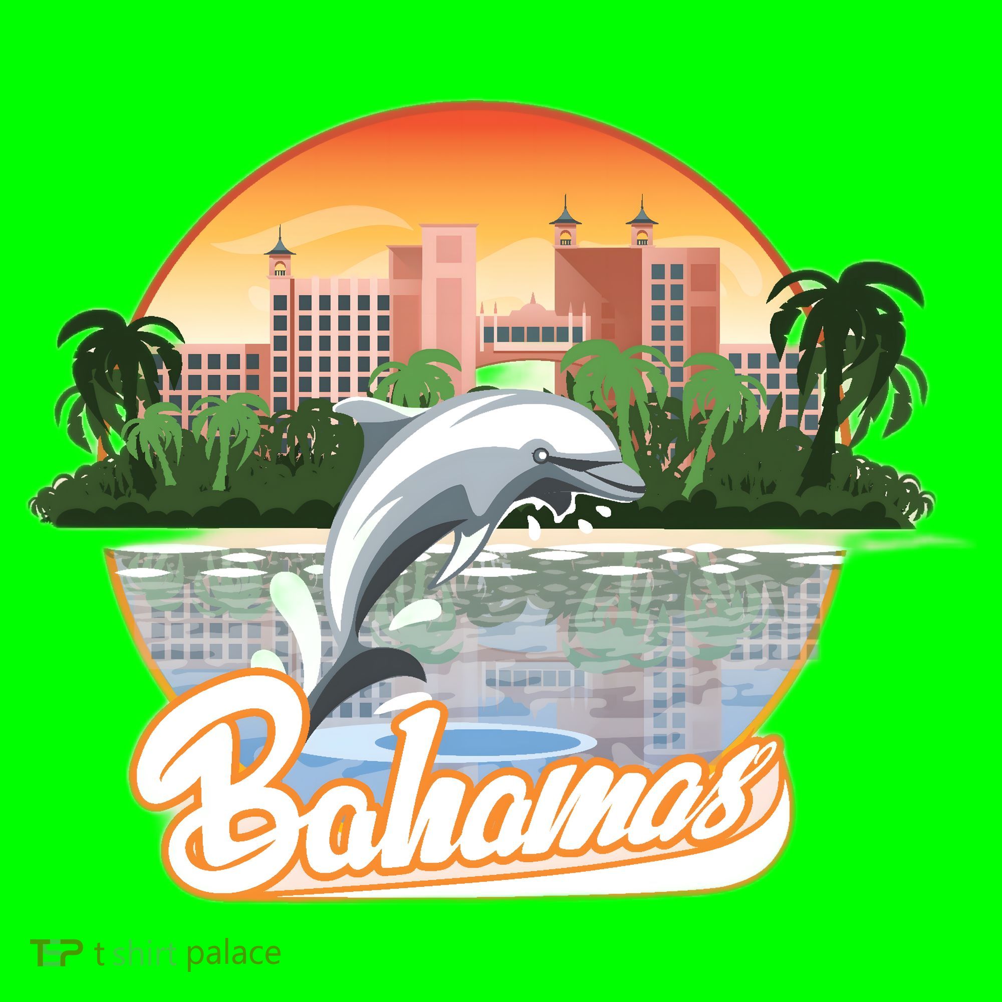 Bahamas With A Playing Dolphin And Hotels T-Shirt