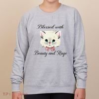 Blessed With Beauty And Rage Cute Lovely Cat Face Ribbon Women's Sweatshirt thumb 0