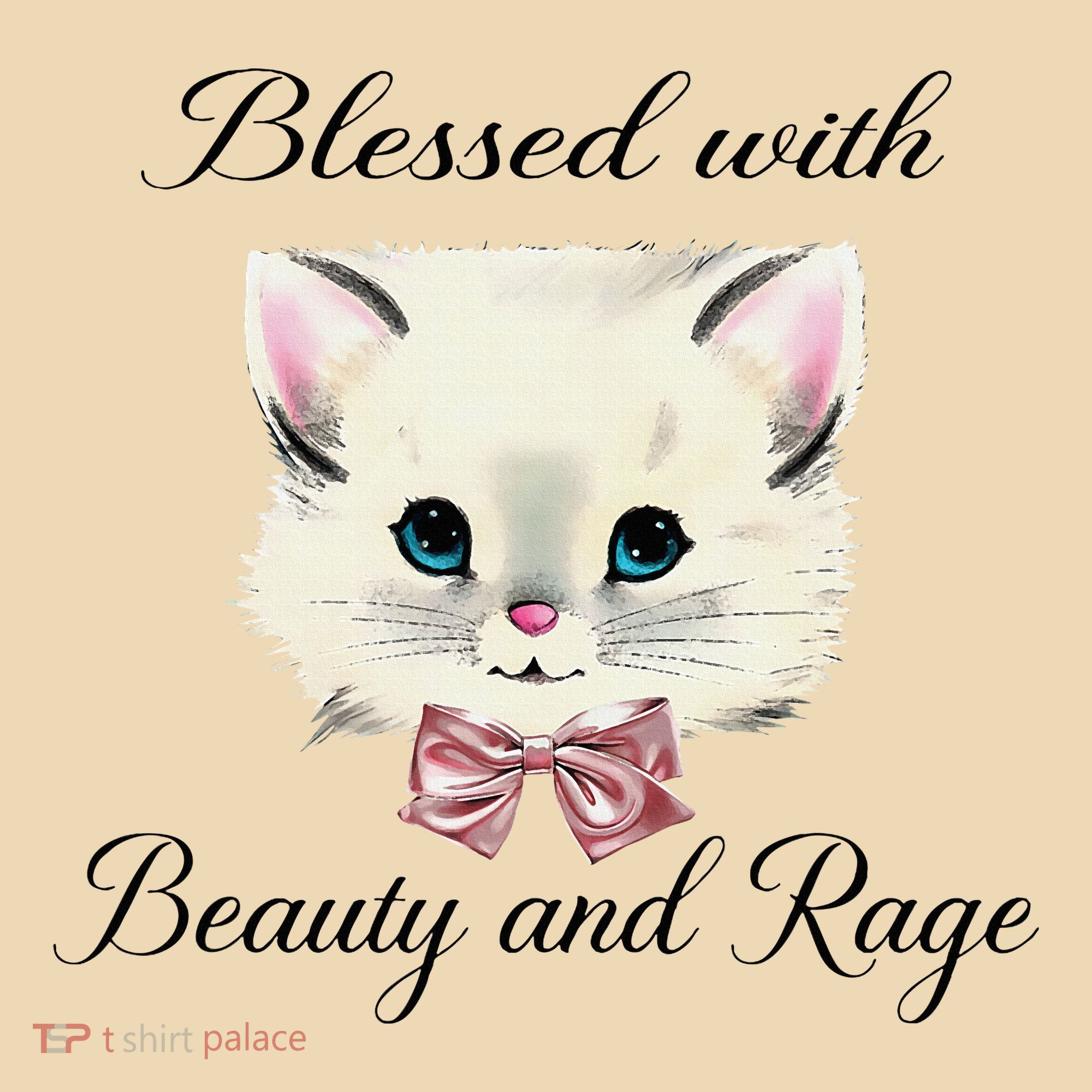 Blessed With Beauty And Rage Cute Lovely Cat Face Ribbon Tote Bag