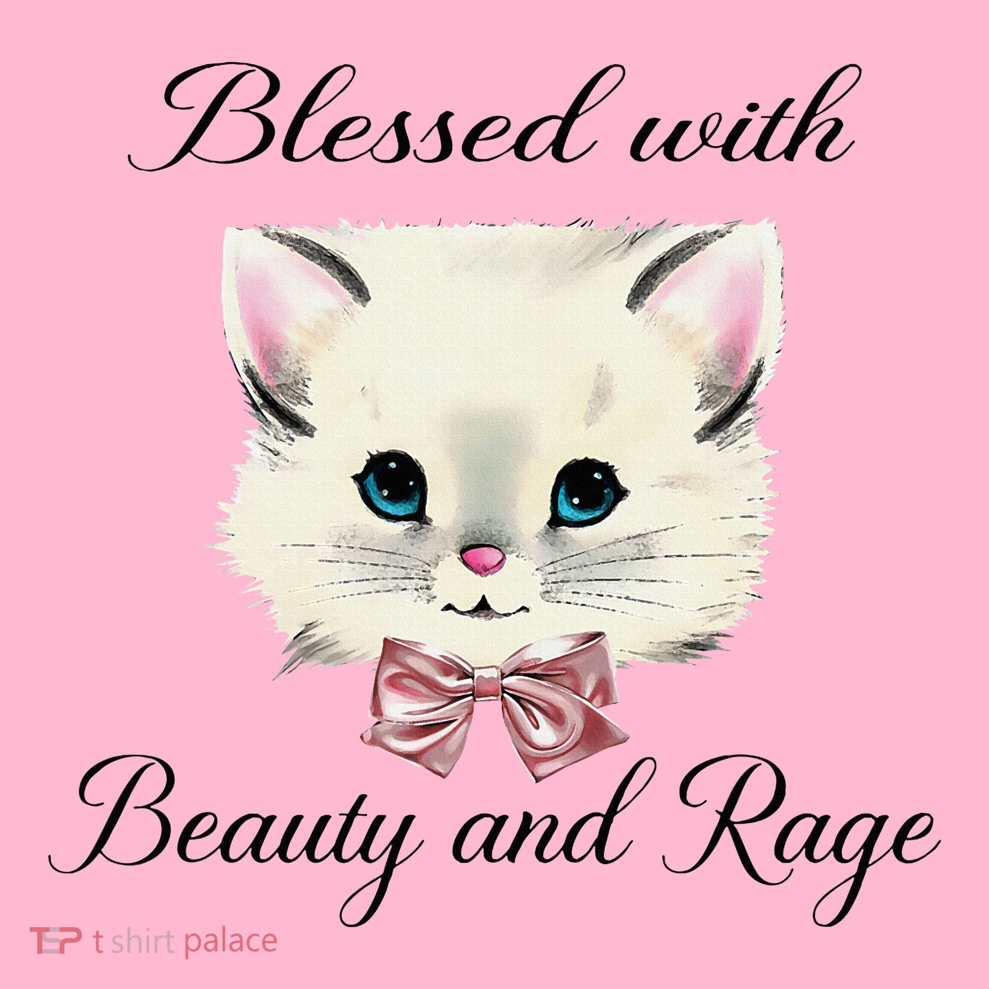 Blessed With Beauty And Rage Cute Lovely Cat Face Ribbon Coaster