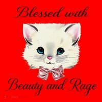 Blessed With Beauty And Rage Cute Lovely Cat Face Ribbon Santa Hat thumb 1