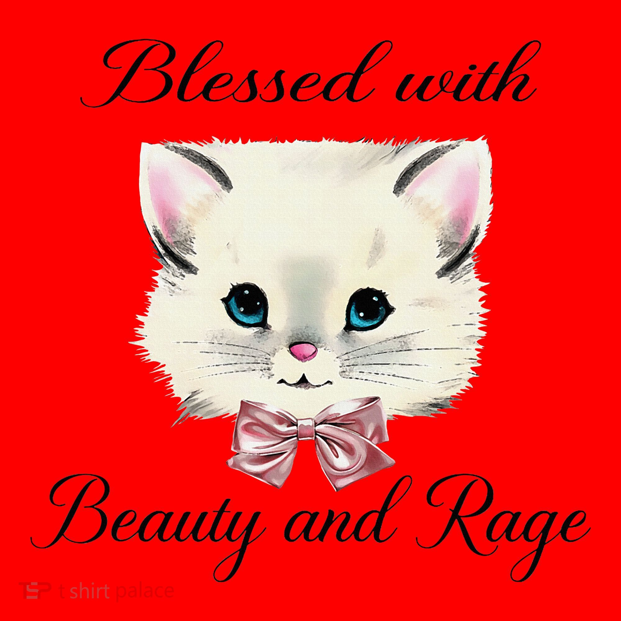 Blessed With Beauty And Rage Cute Lovely Cat Face Ribbon Santa Hat