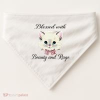 Blessed With Beauty And Rage Cute Lovely Cat Face Ribbon USA-Made Doggie Bandana thumb 0