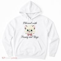 Blessed With Beauty And Rage Cute Lovely Cat Face Ribbon Hoodie thumb 0