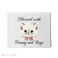 Blessed With Beauty And Rage Cute Lovely Cat Face Ribbon Mousepad thumb 0