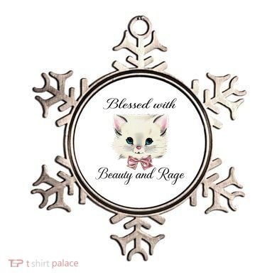 Blessed With Beauty And Rage Cute Lovely Cat Face Ribbon Ornament